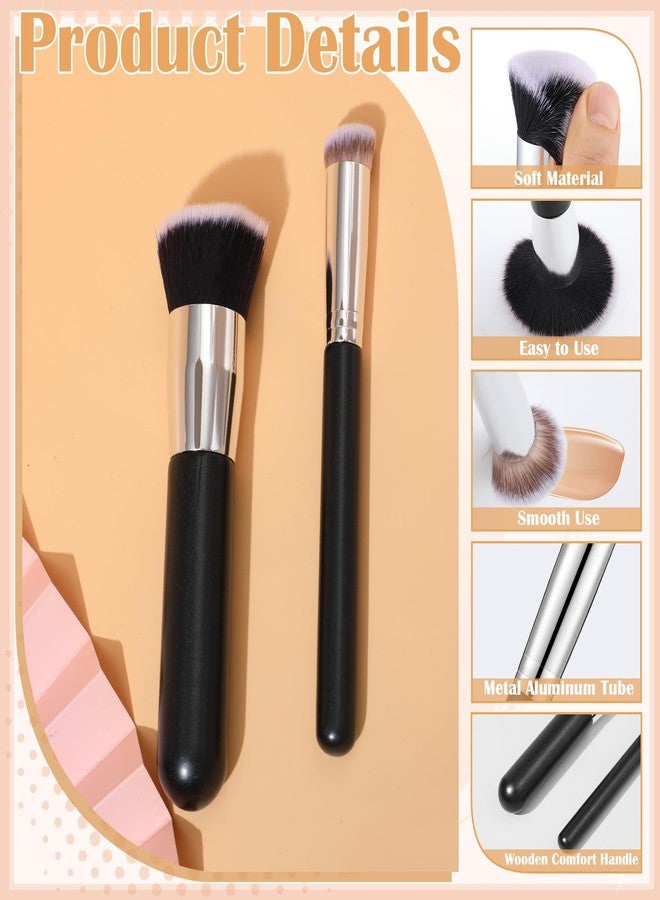 ProSuites 6Pcs Foundation Brush for Liquid Makeup,Liquid Foundation Brush with Makeup Sponge and Powder Puff for Foundation, Powder, Blush, and Concealer(Black) - Image 5